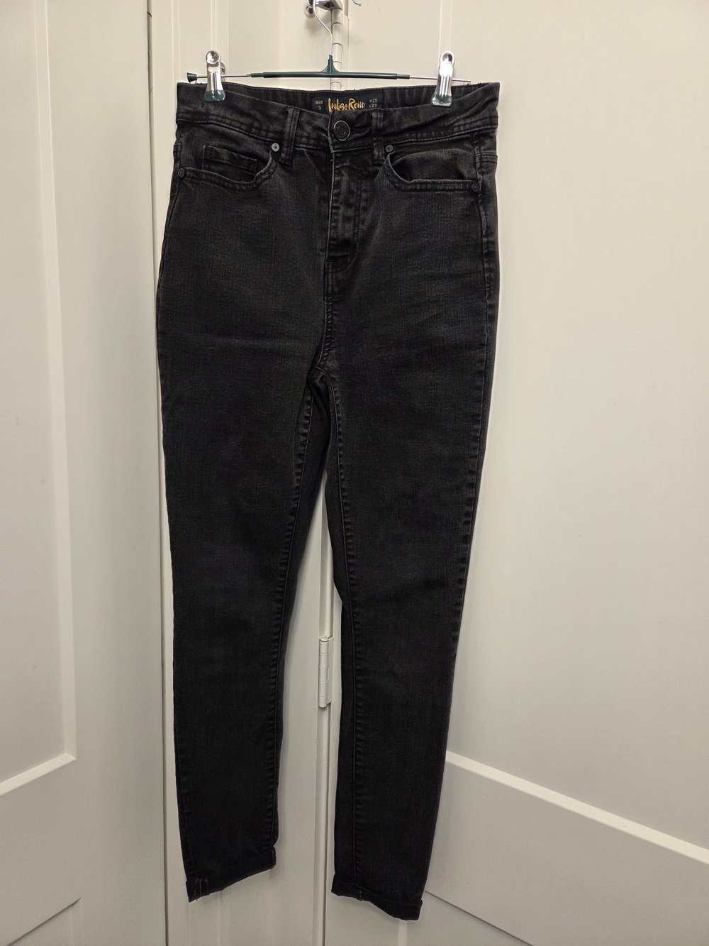 Indigo Rein Black Denim Jeans with Gold Logo